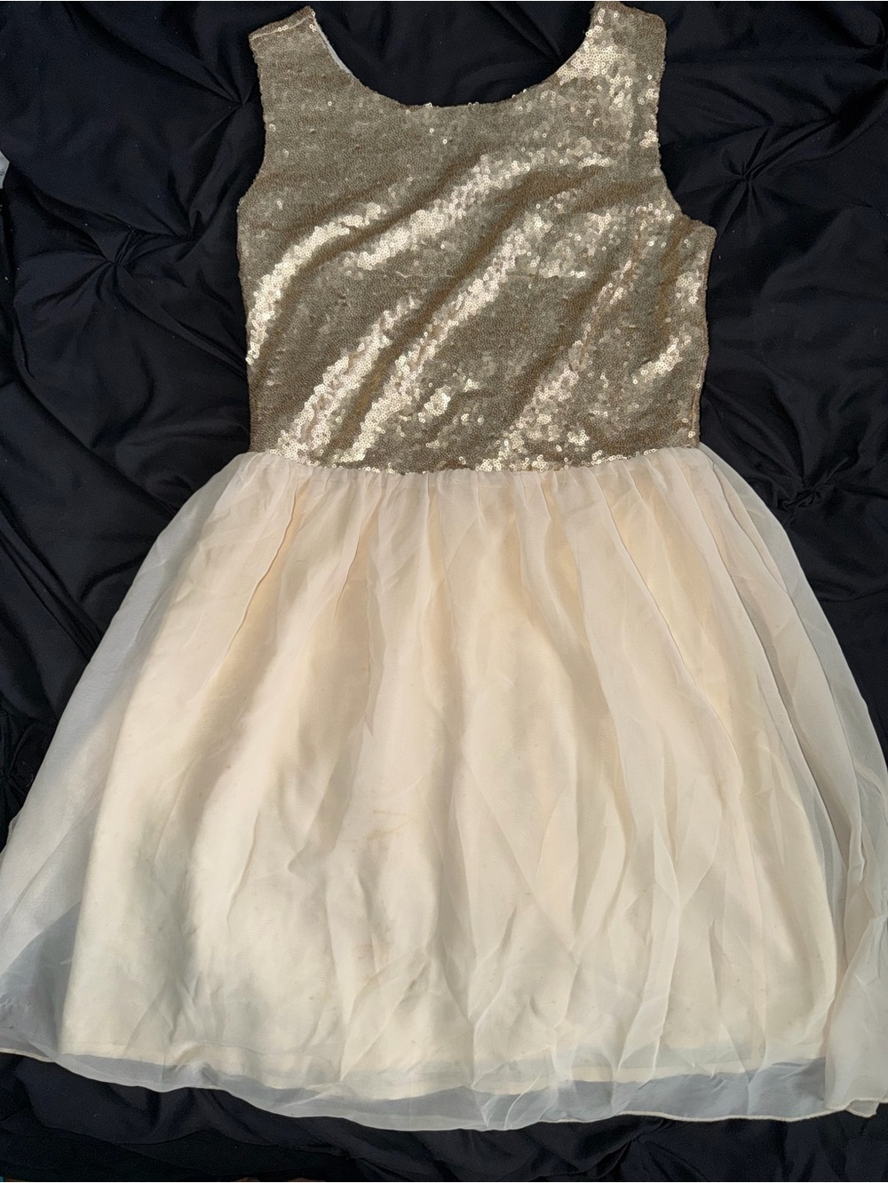 Maison Jules Sequin Bodice Cream Tulle Party Dress Womens